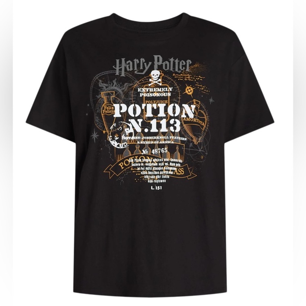 Harry Potter Women's Potion Graphic Tee Black with Short Sleeves